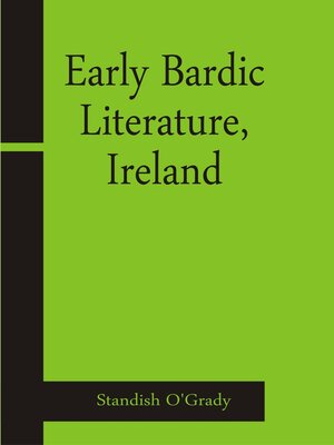 cover image of Early Bardic Literature, Ireland